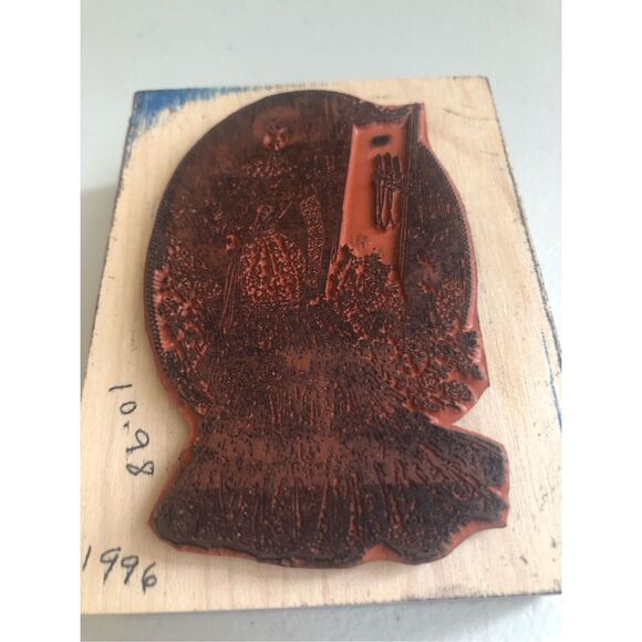 Francisco Rubber Stamp Gothic Lady with Candles Oval 1992 Vintage Wood Mounted - Picture 12 of 13